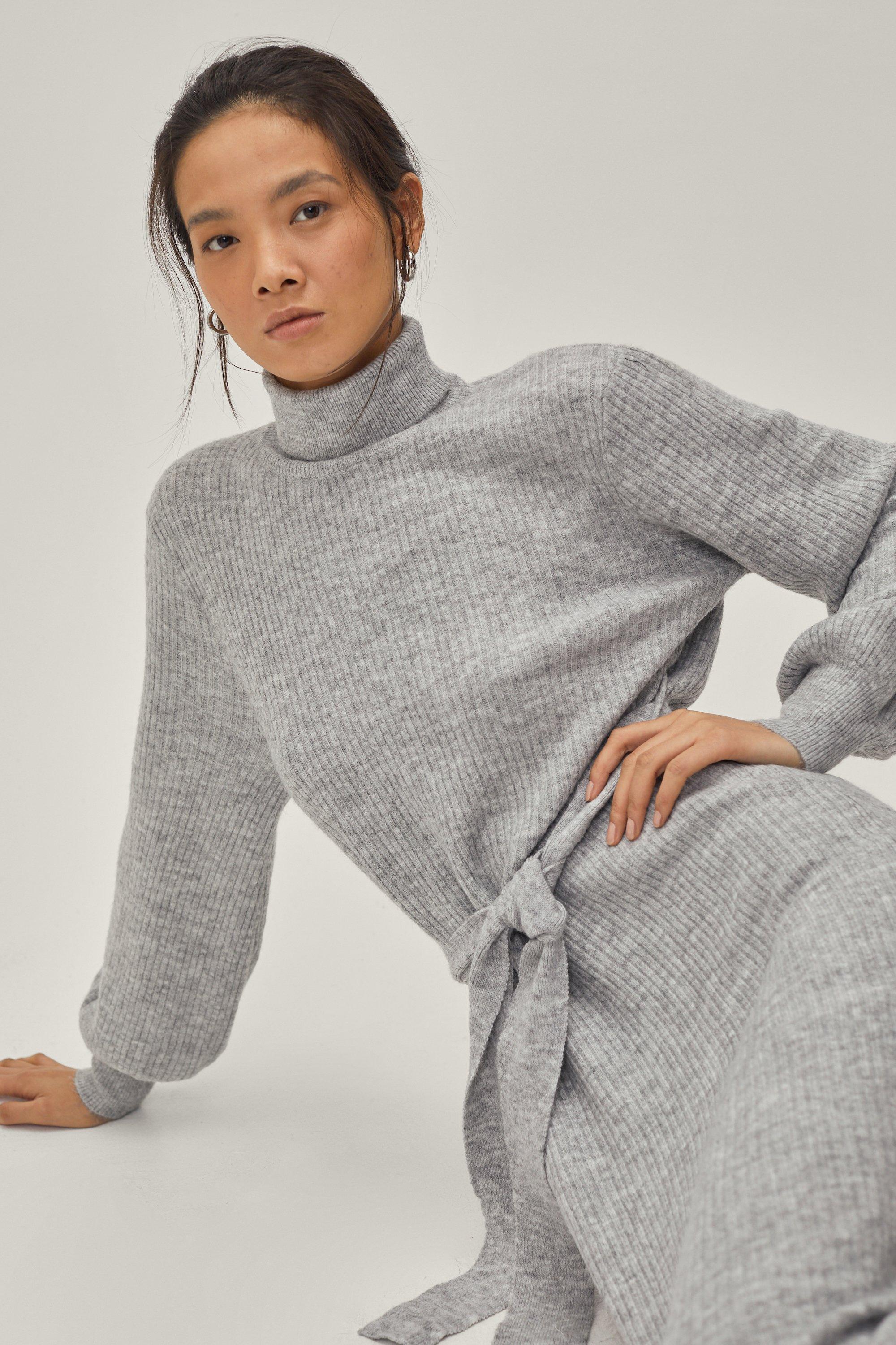 Roll neck knitted outlet midi dress